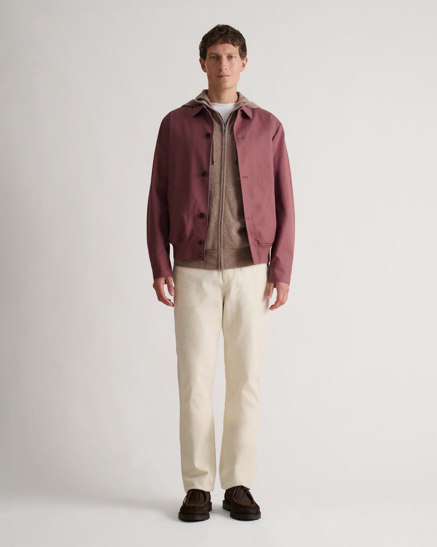 Men's French Linen Bomber Jacket - Smoky Lilac