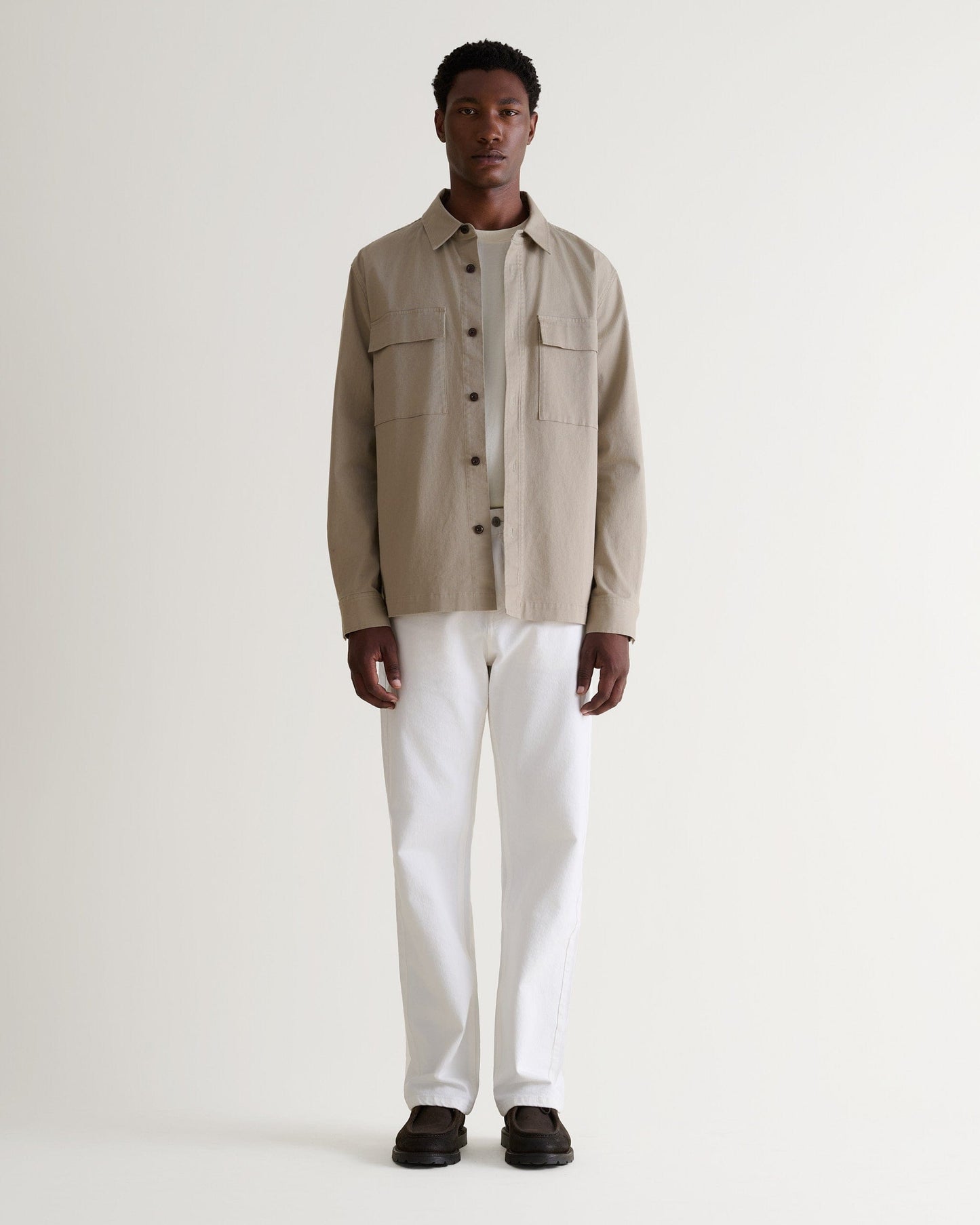 Men's Heavy-Weight Cotton Overshirt - Stone