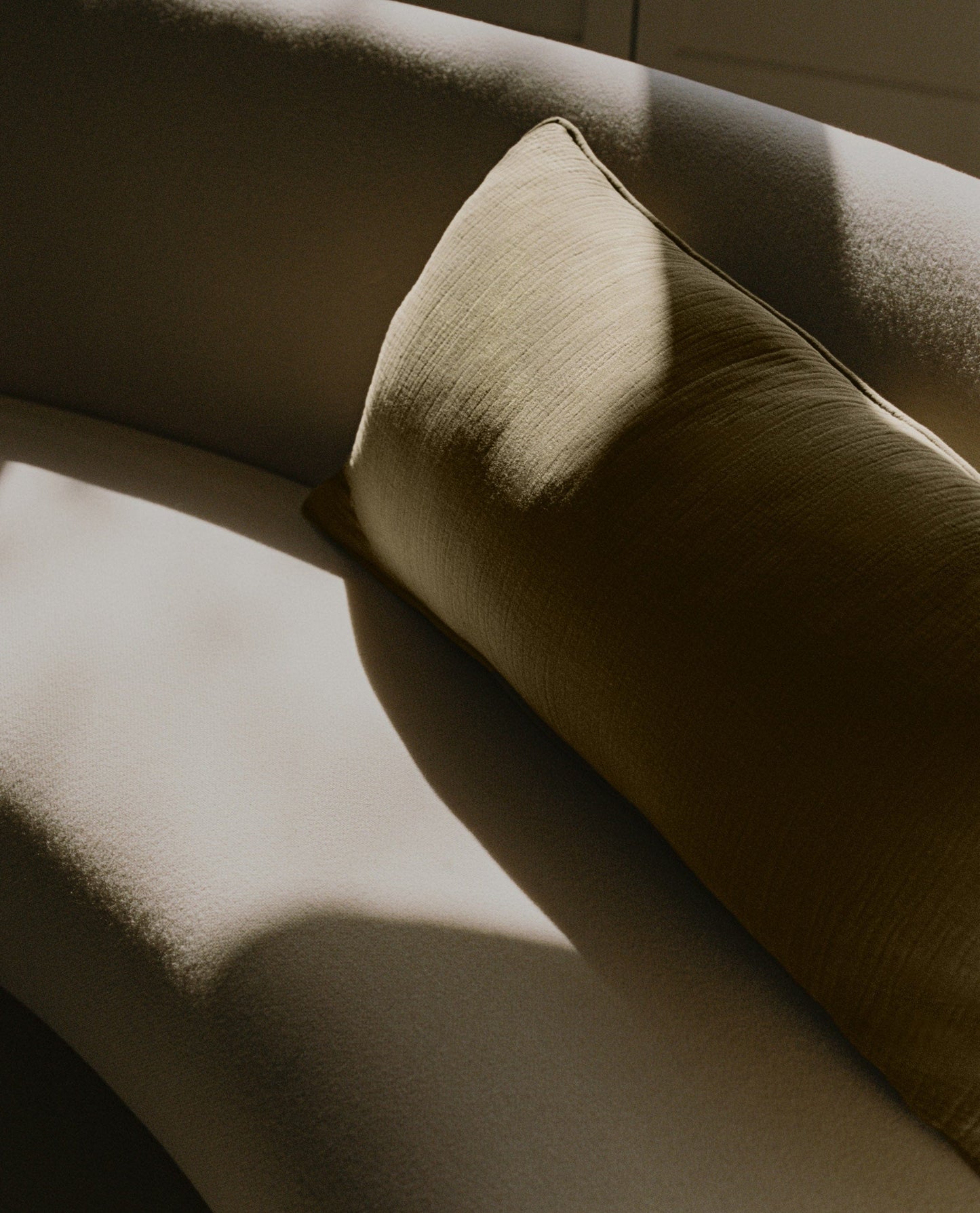 House of Grey Organic Cotton Muslin Lumbar Cushion Cover - Seaweed