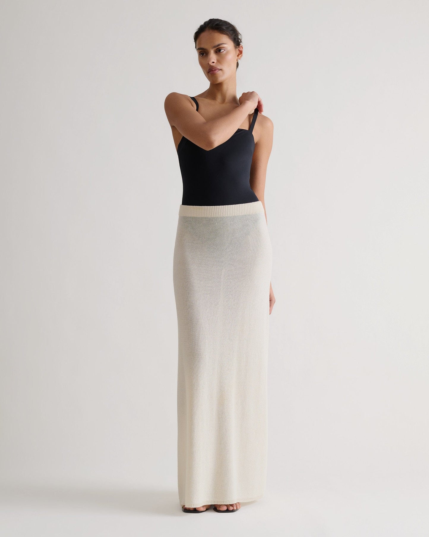 Women's Paper Yarn Knit Skirt - Parchment