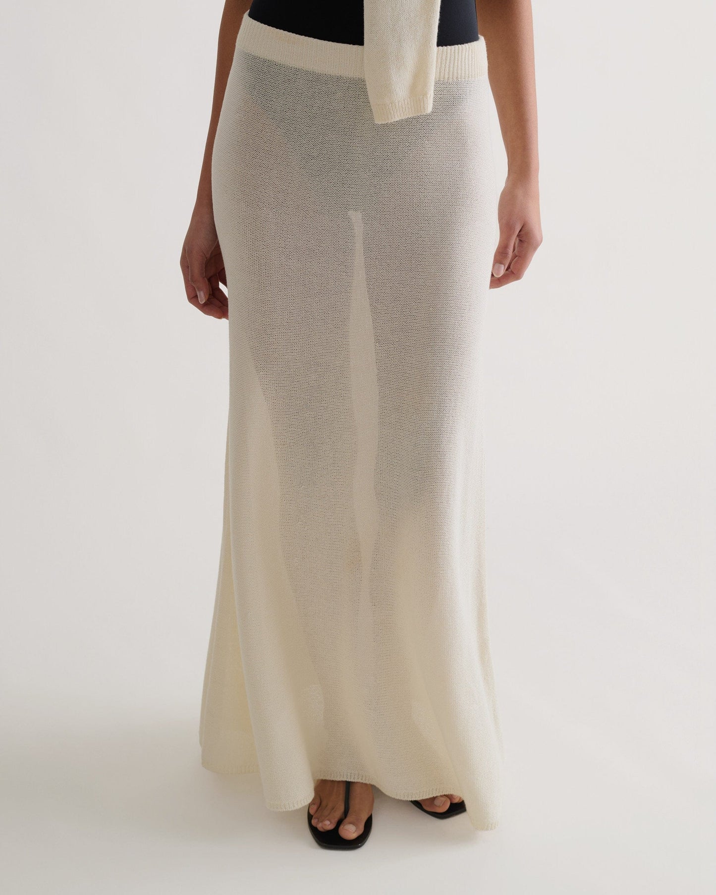 Women's Paper Yarn Knit Skirt - Parchment