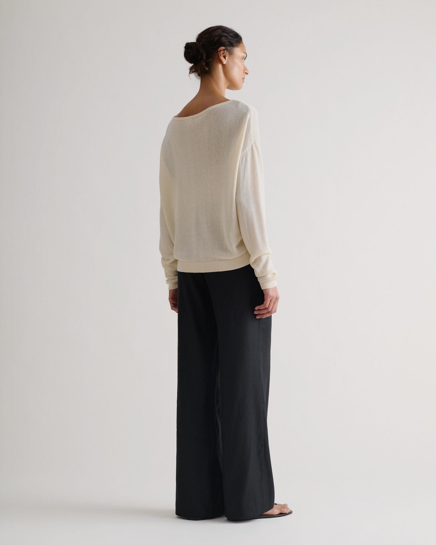 Women's Paper Yarn Slash Neck Jumper - Parchment