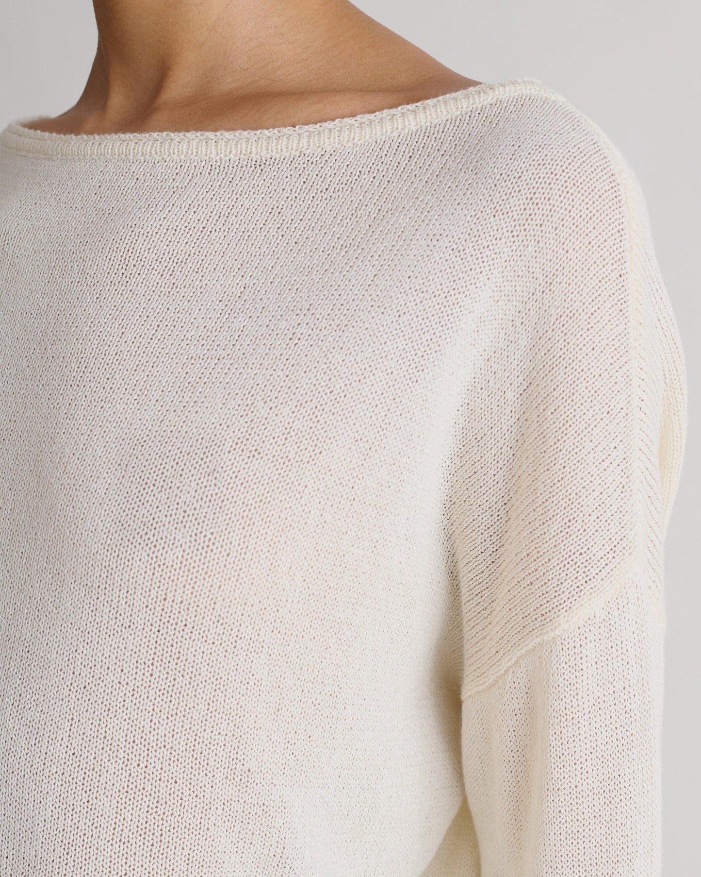 Women's Paper Yarn Slash Neck Jumper - Parchment
