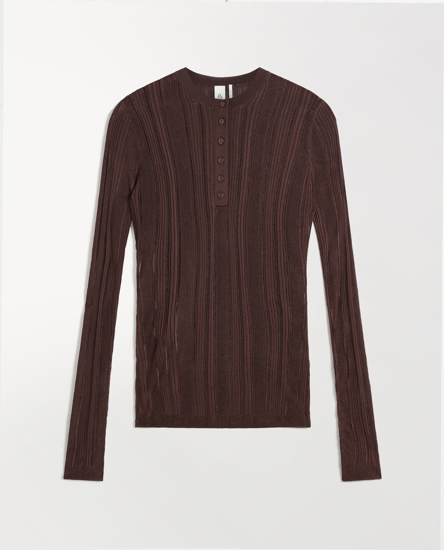 Women's Ladder Ribbed Henley Top - Chocolate