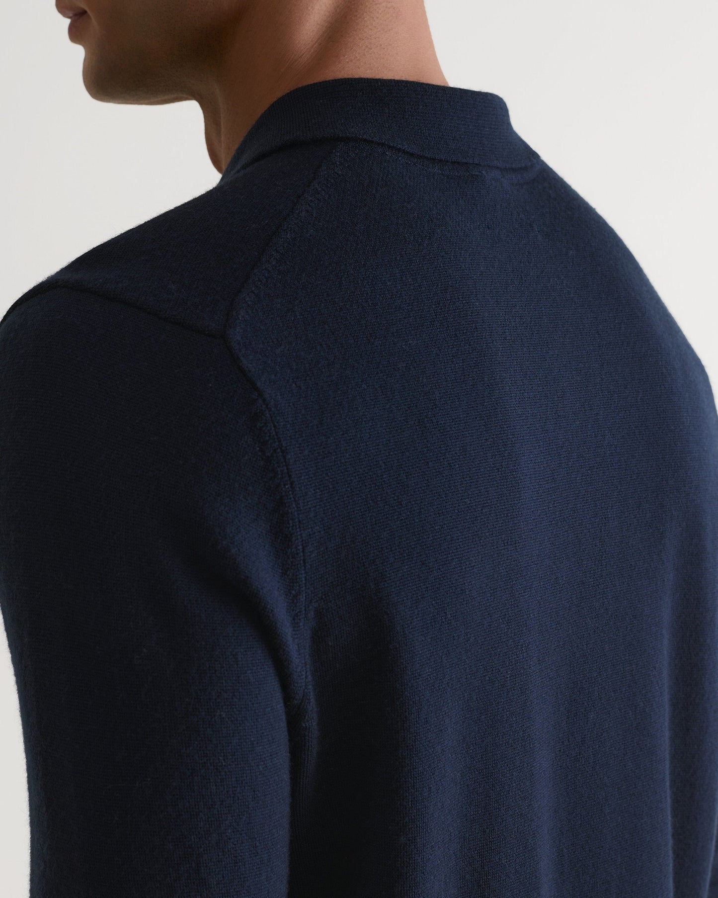 Men's Merino Knitted Polo Jumper - Indigo