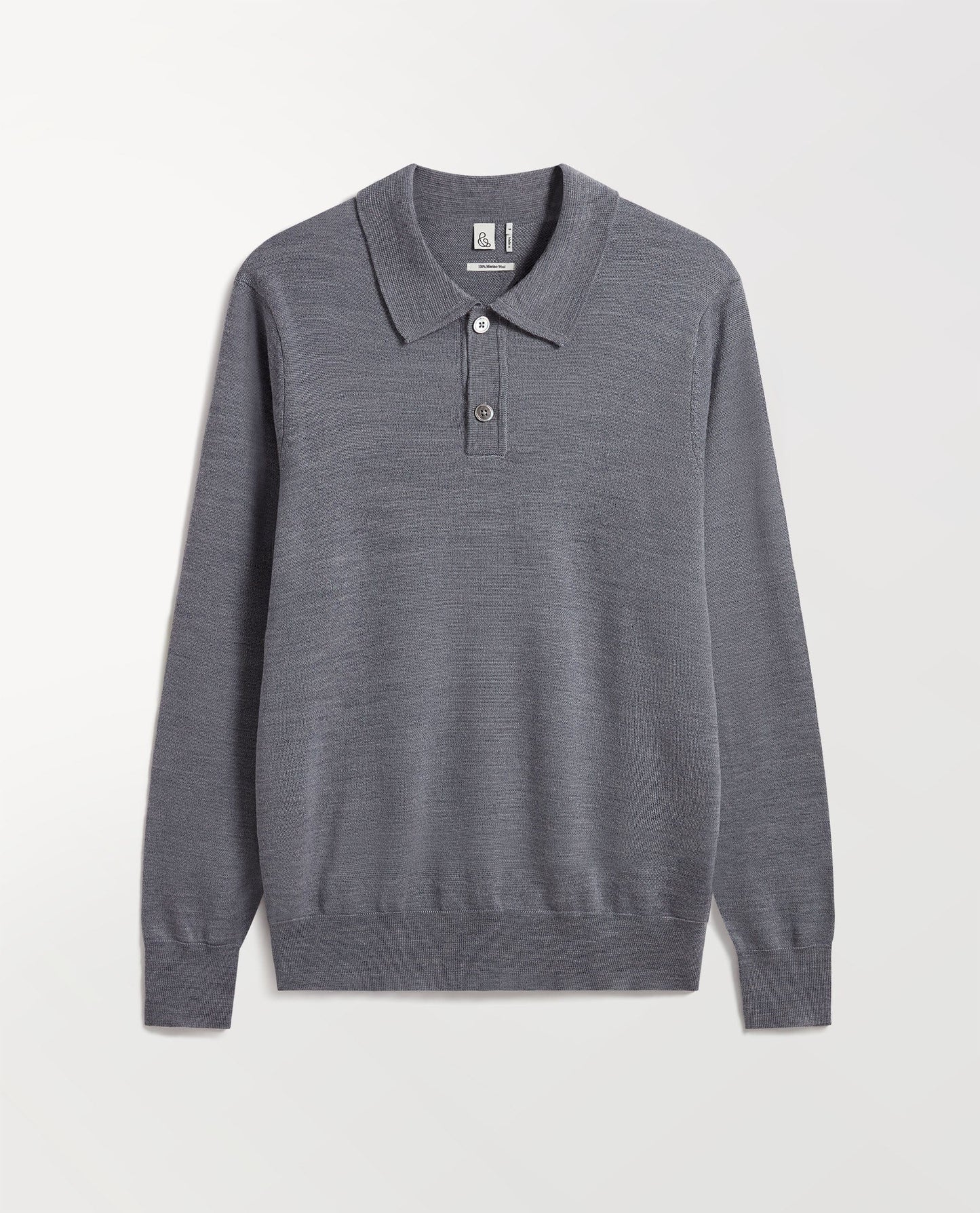 Men's Merino Knitted Polo Jumper - Grey