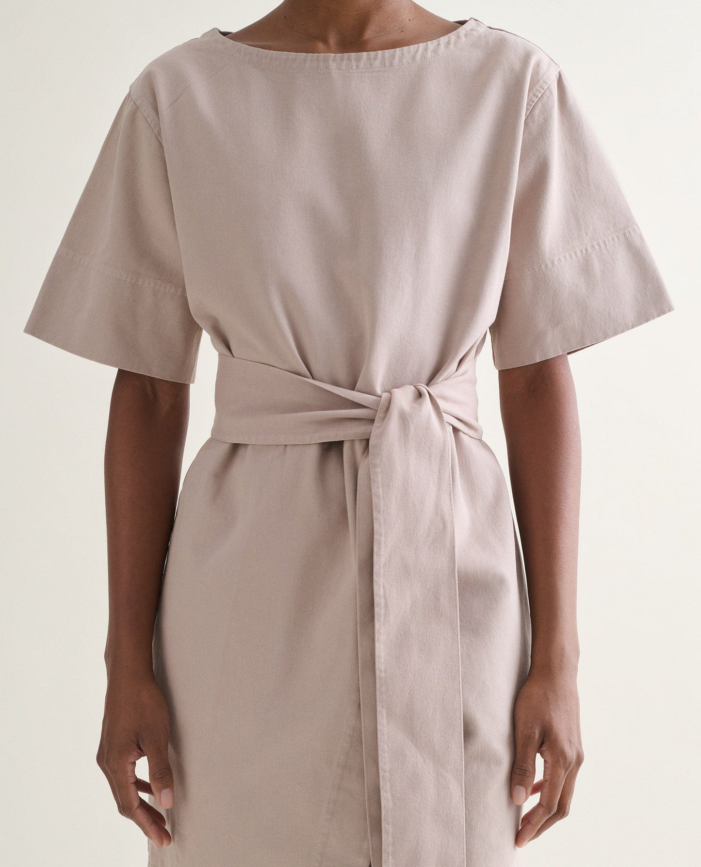 Women's Organic Denim Belted Dress - Ash