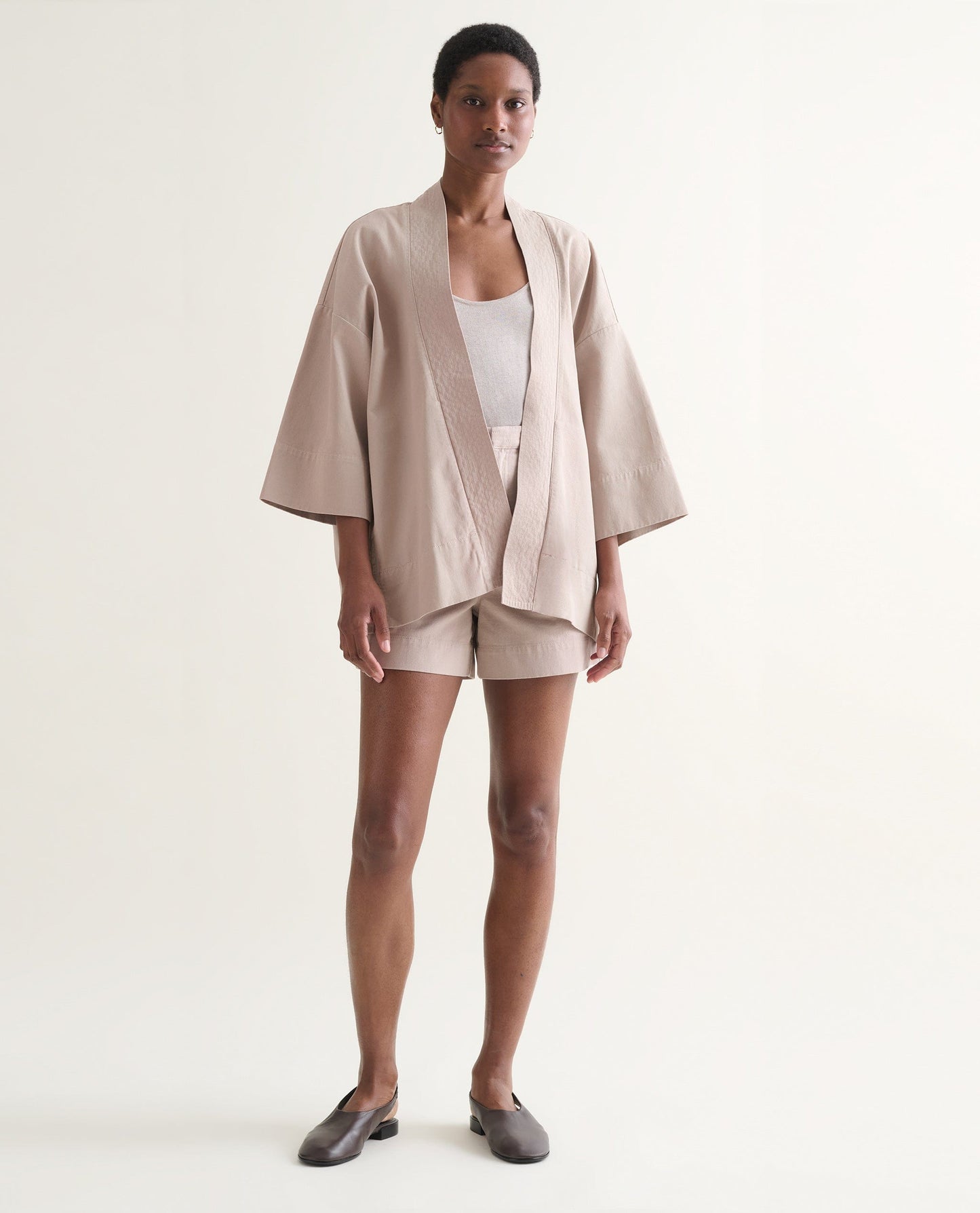 Women's Organic Denim Belted Jacket - Ash