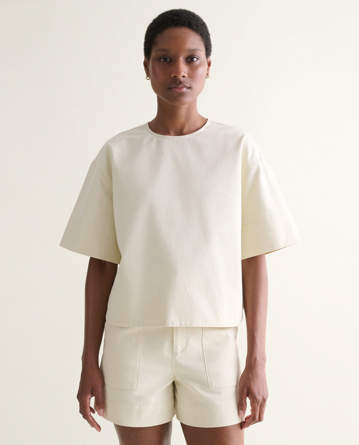 Women's Organic Denim Boxy T-shirt - Parchment