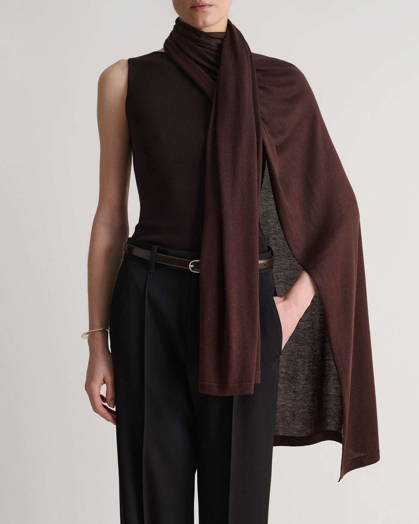 Oversized Silk-Cashmere Wrap - Umber