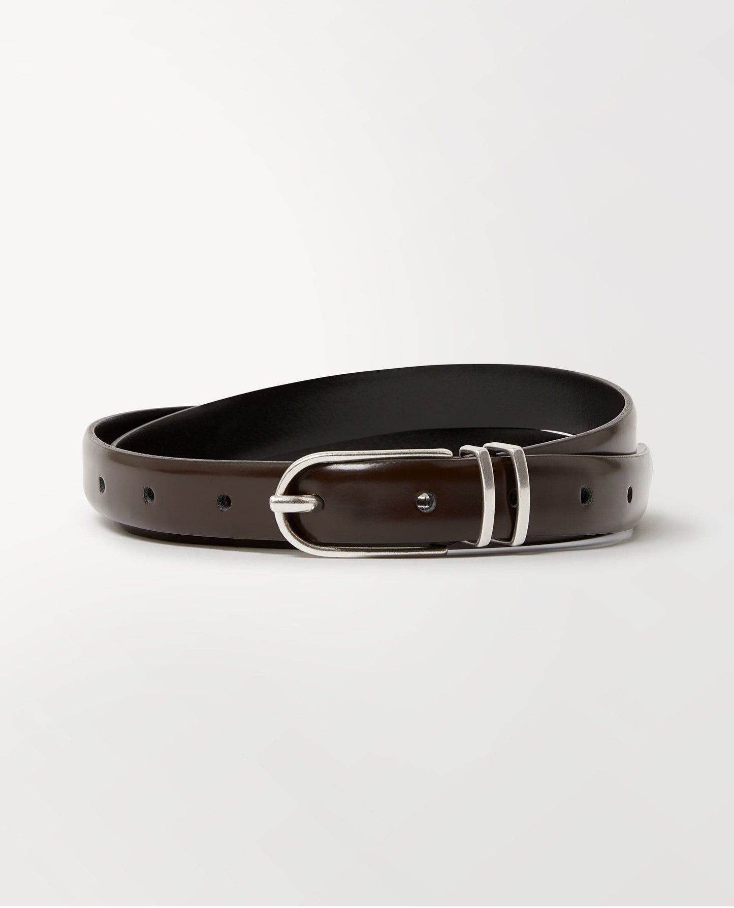 Women's Smooth Leather Narrow Belt - Brown