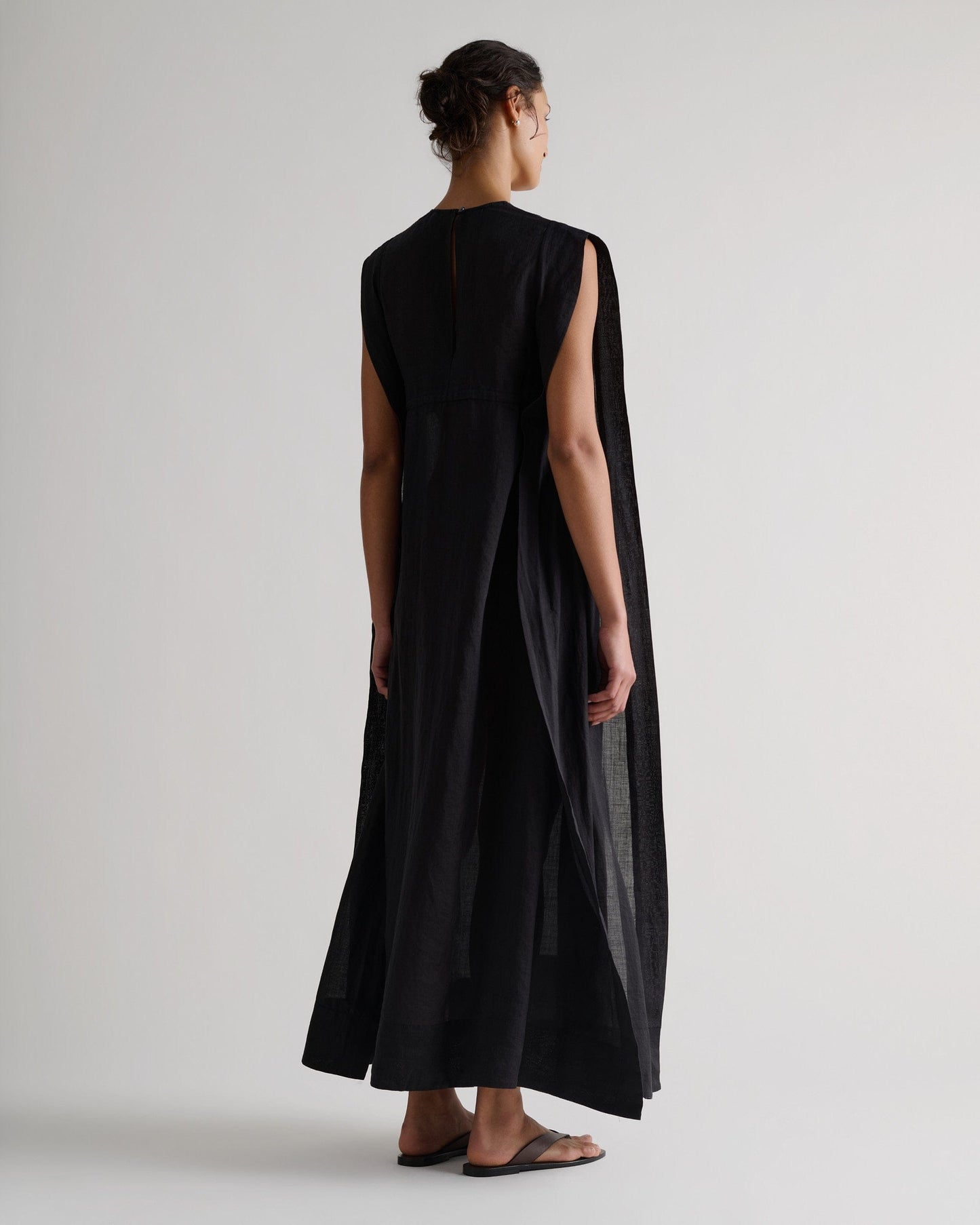 Women's Ramie Gauze Aegean Dress - Black