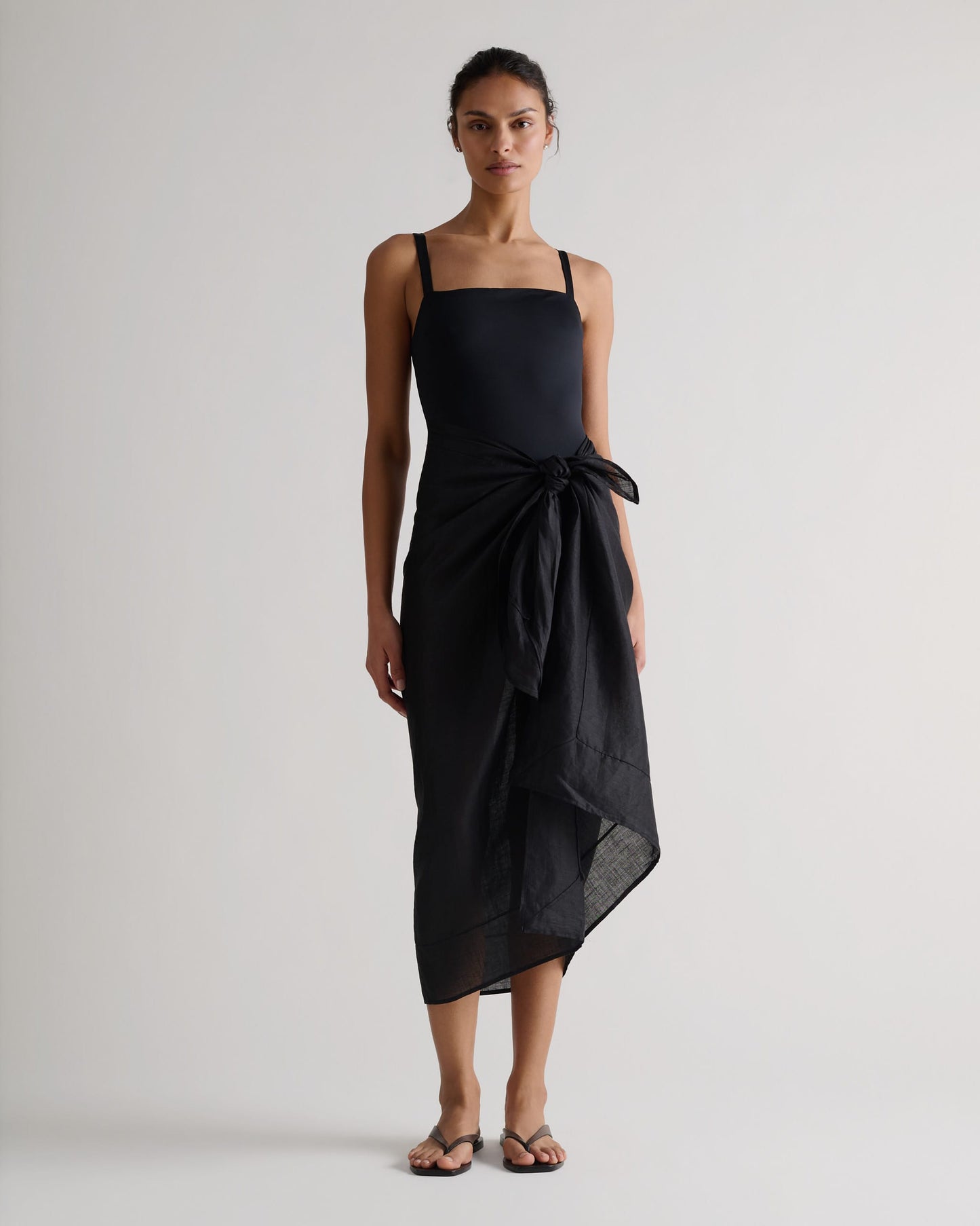 Women's Ramie Pareo Wrap - Black