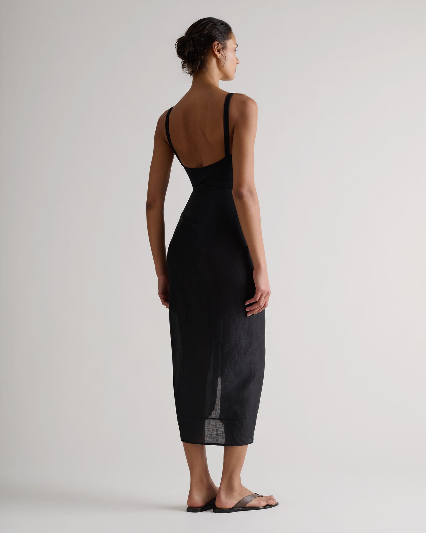 Women's Ramie Pareo Wrap - Black