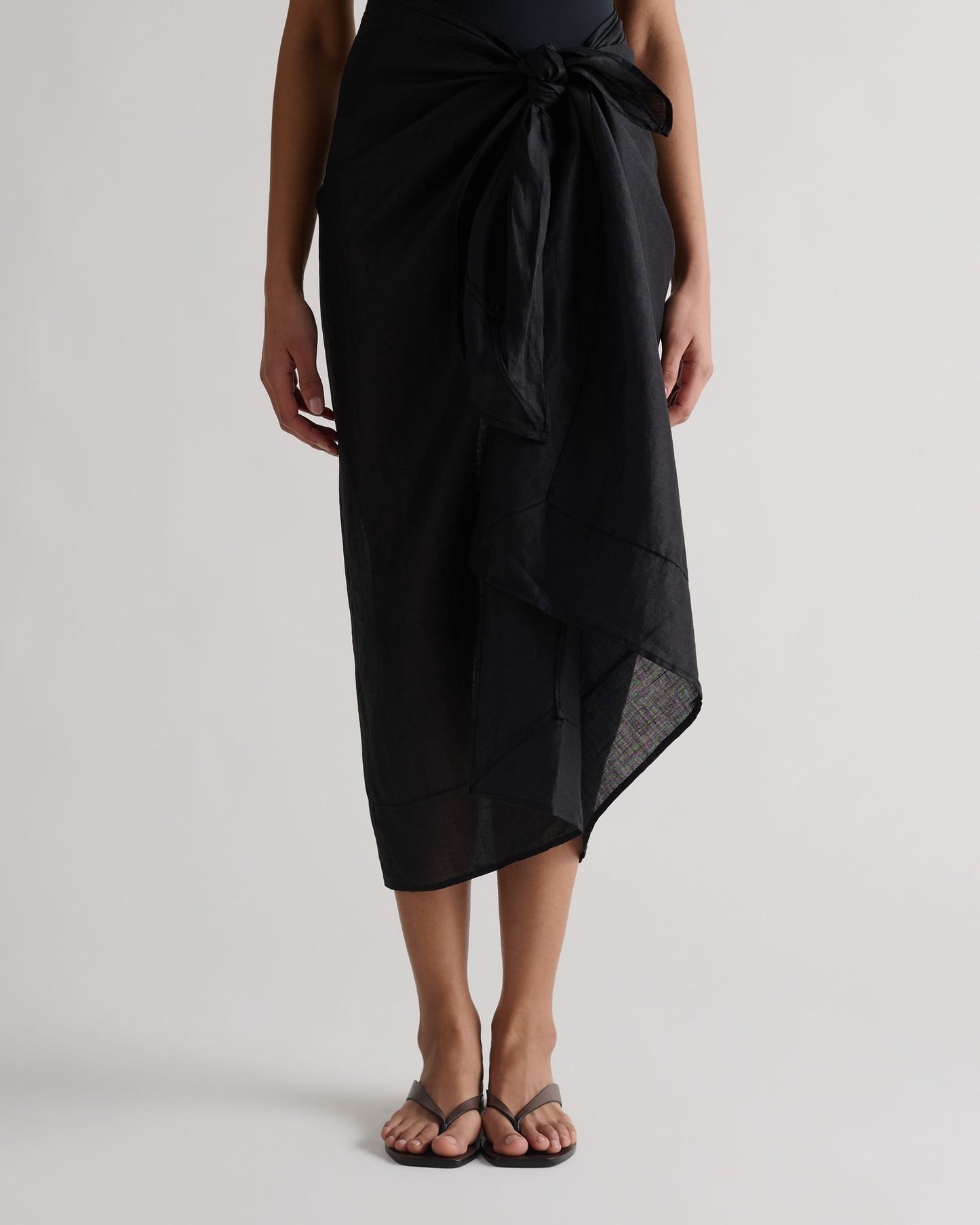 Women's Ramie Pareo Wrap - Black