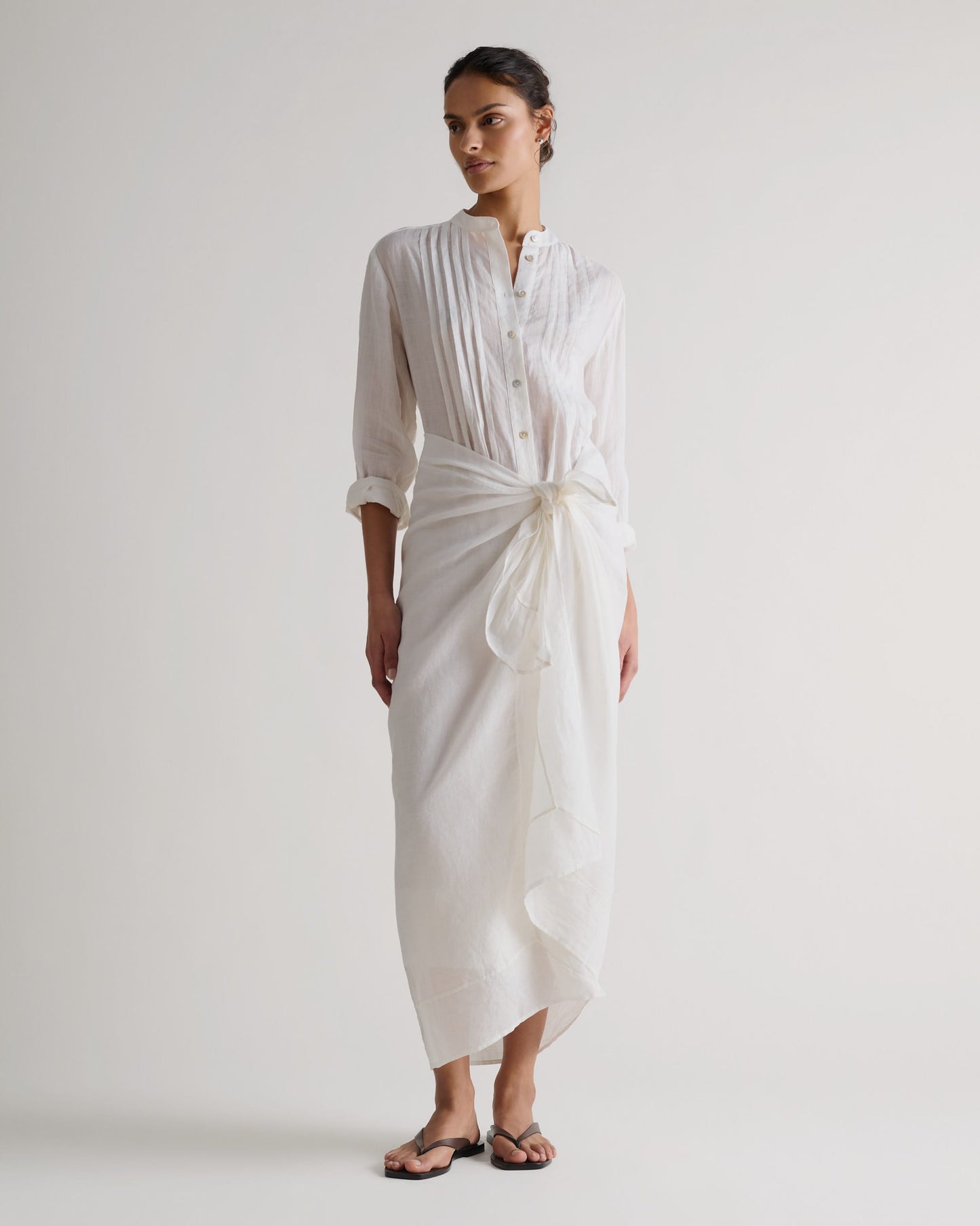 Women's Ramie Pareo Wrap - White