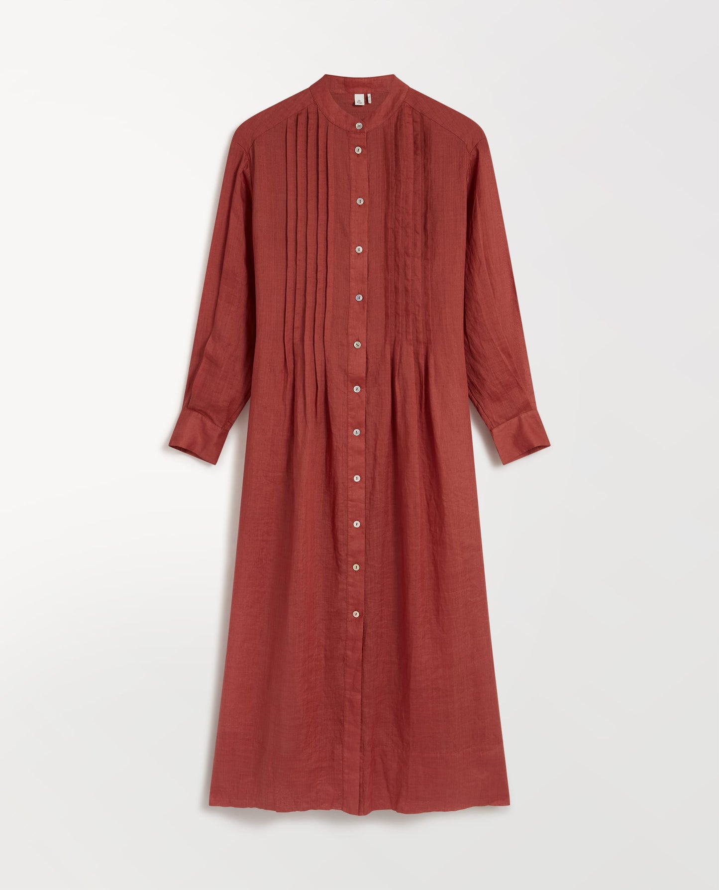 Women's Ramie Pintuck Pleat Shirt Dress - Deep Clay