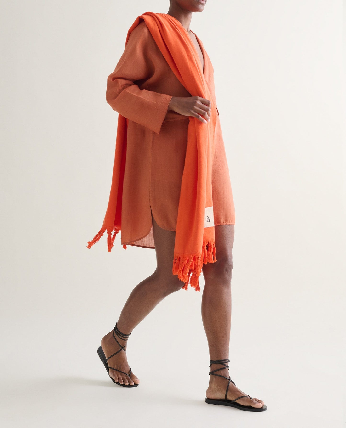Women's Ramie Gauze Tunic Dress - Rust