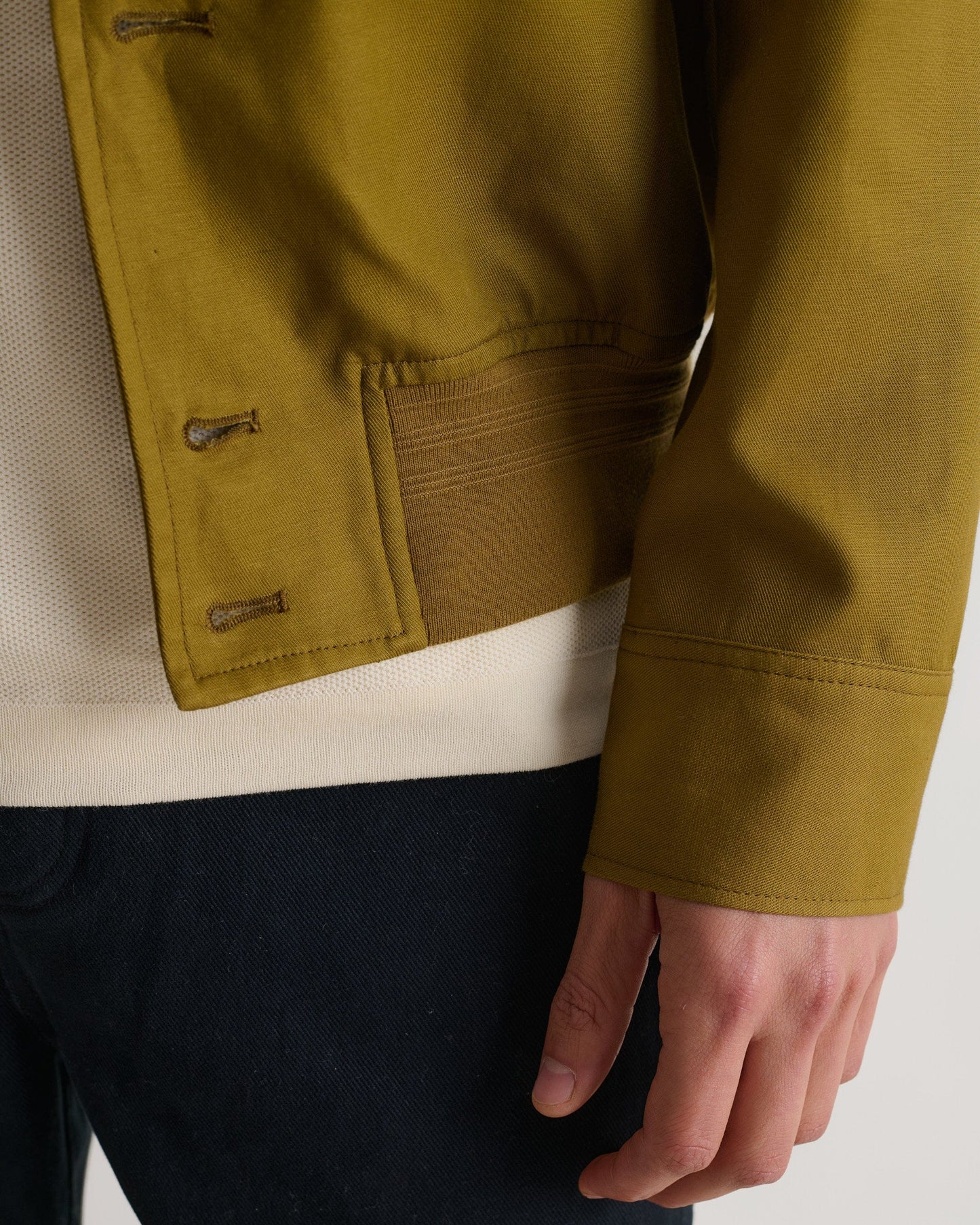 Men's French Linen Bomber Jacket - Olive