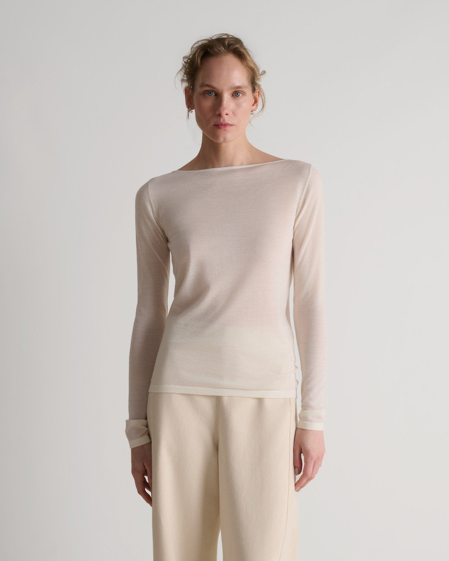 Women's Superfine Merino Straight Neck Jumper - Buttermilk