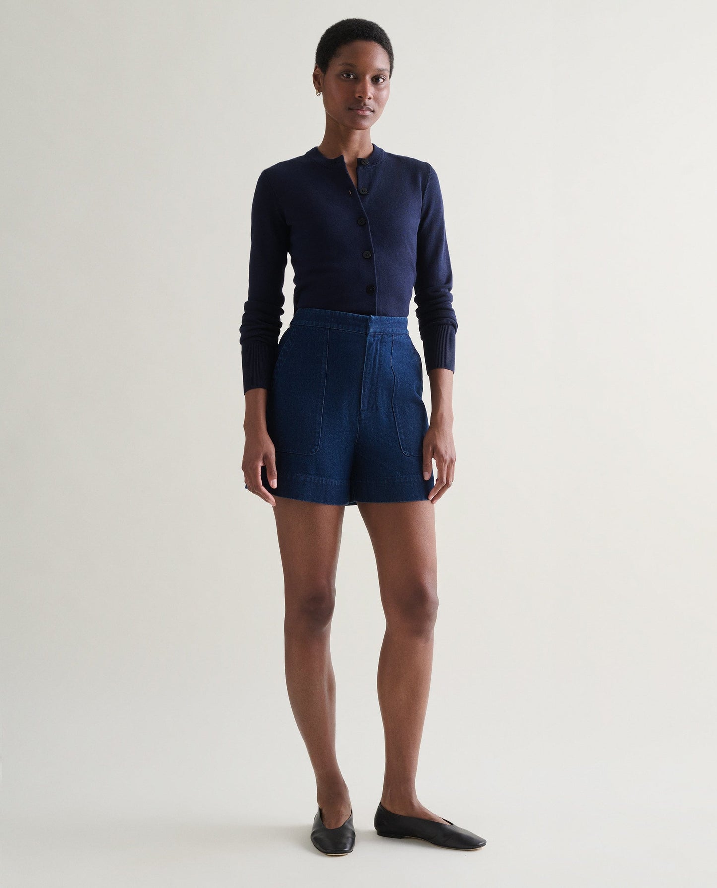 Women's Silk-Cotton Cardigan - Navy