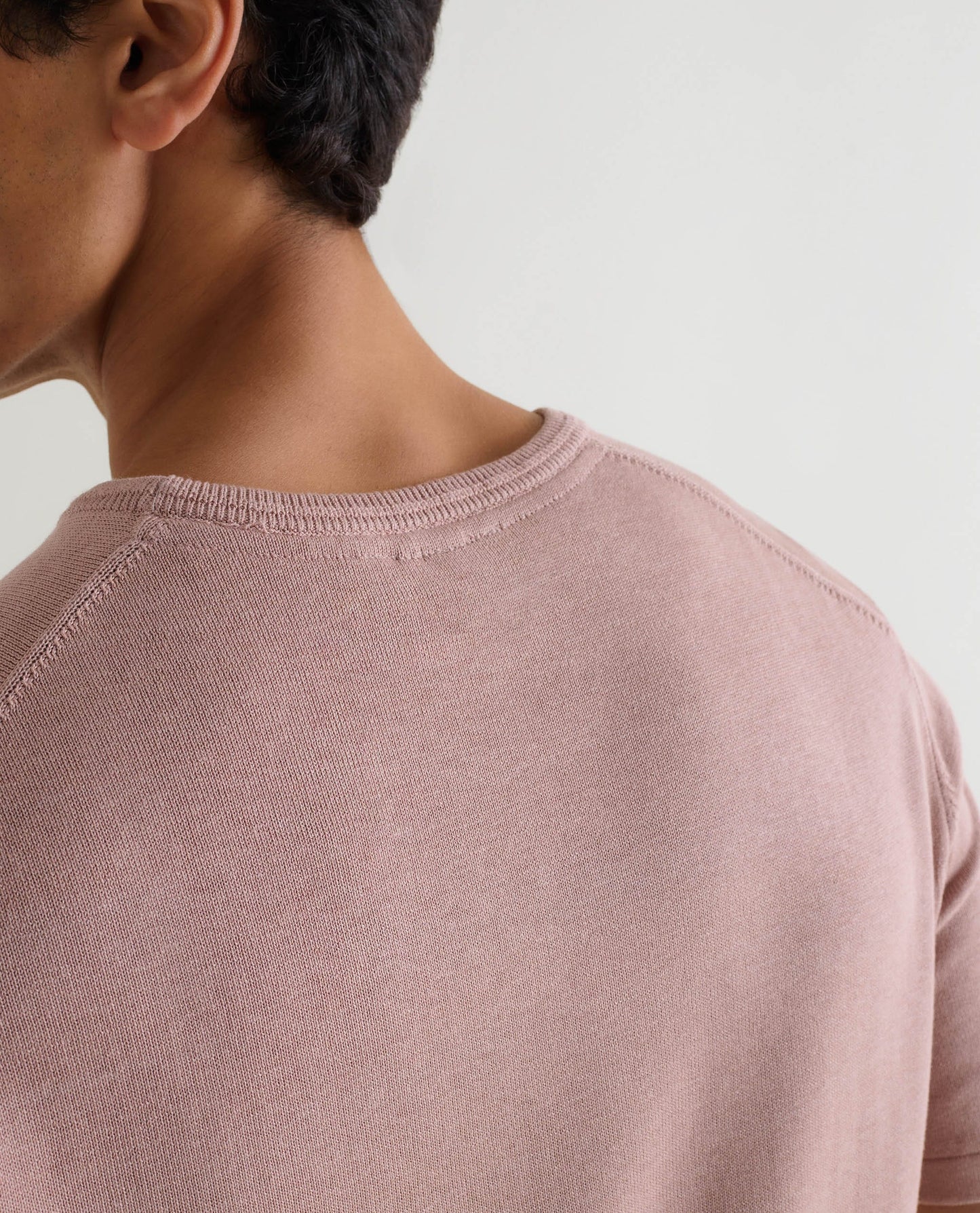 Men's Silk-Cotton Fine Knit T-shirt - Clay