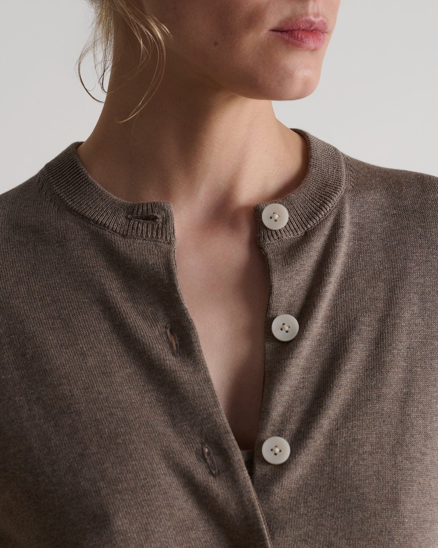 Women's Silk-Cotton Cardigan - Mole