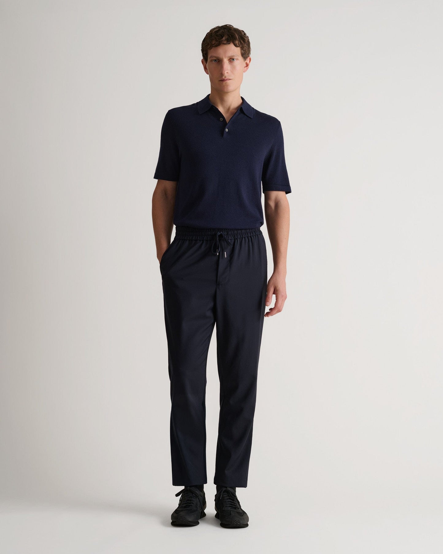 Men's Silk-Cotton Fine Knit Polo - Indigo