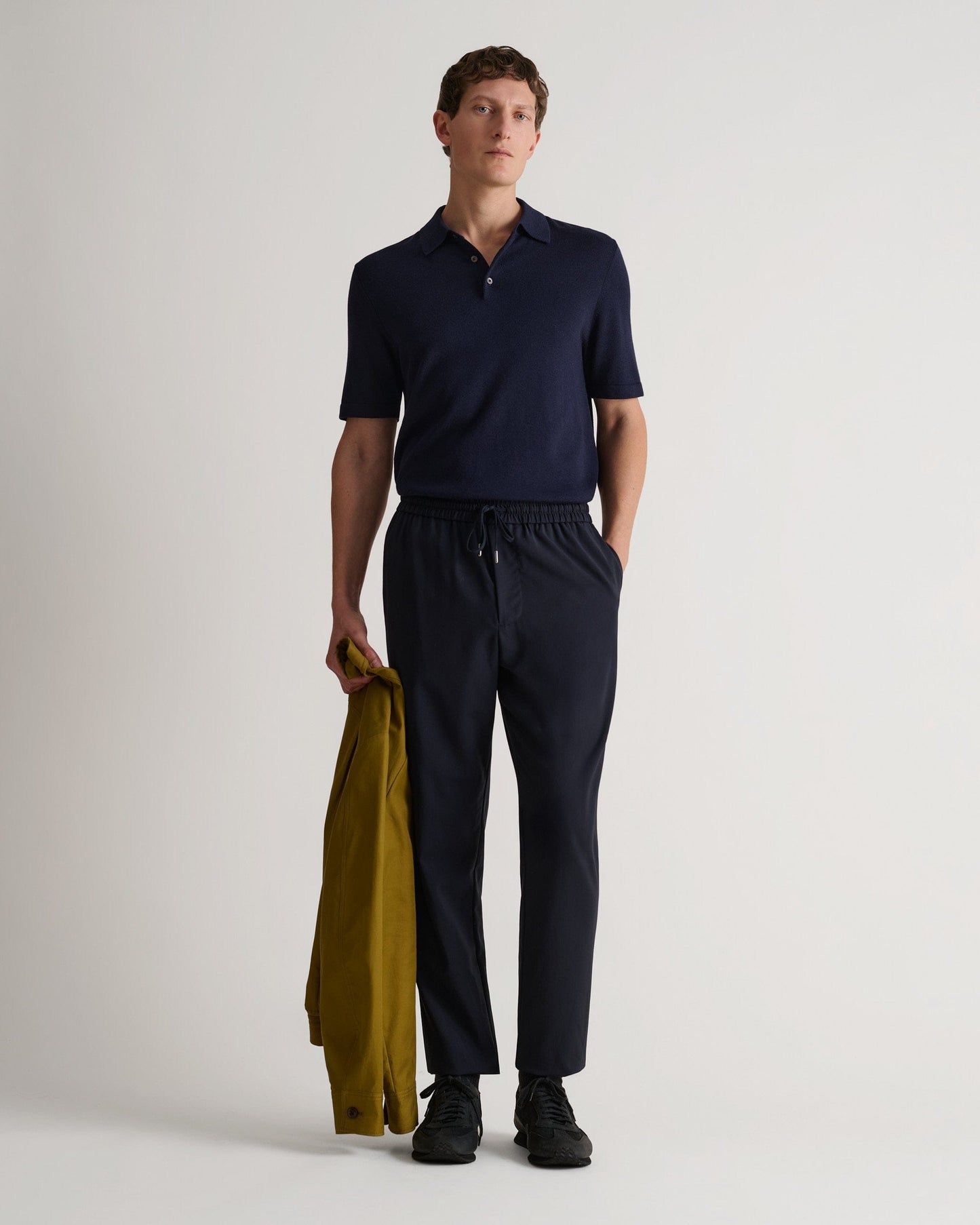 Men's Silk-Cotton Fine Knit Polo - Indigo