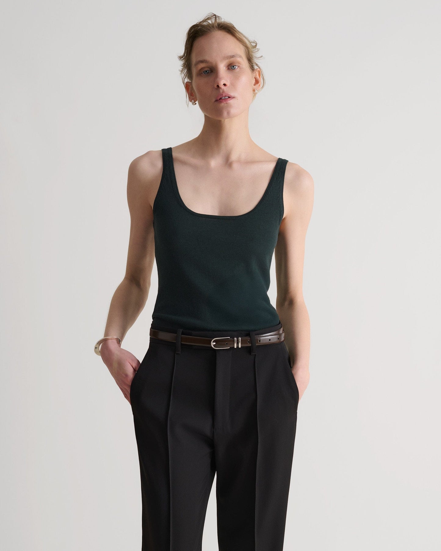 Women's Silk-Cotton Vest - Kelp