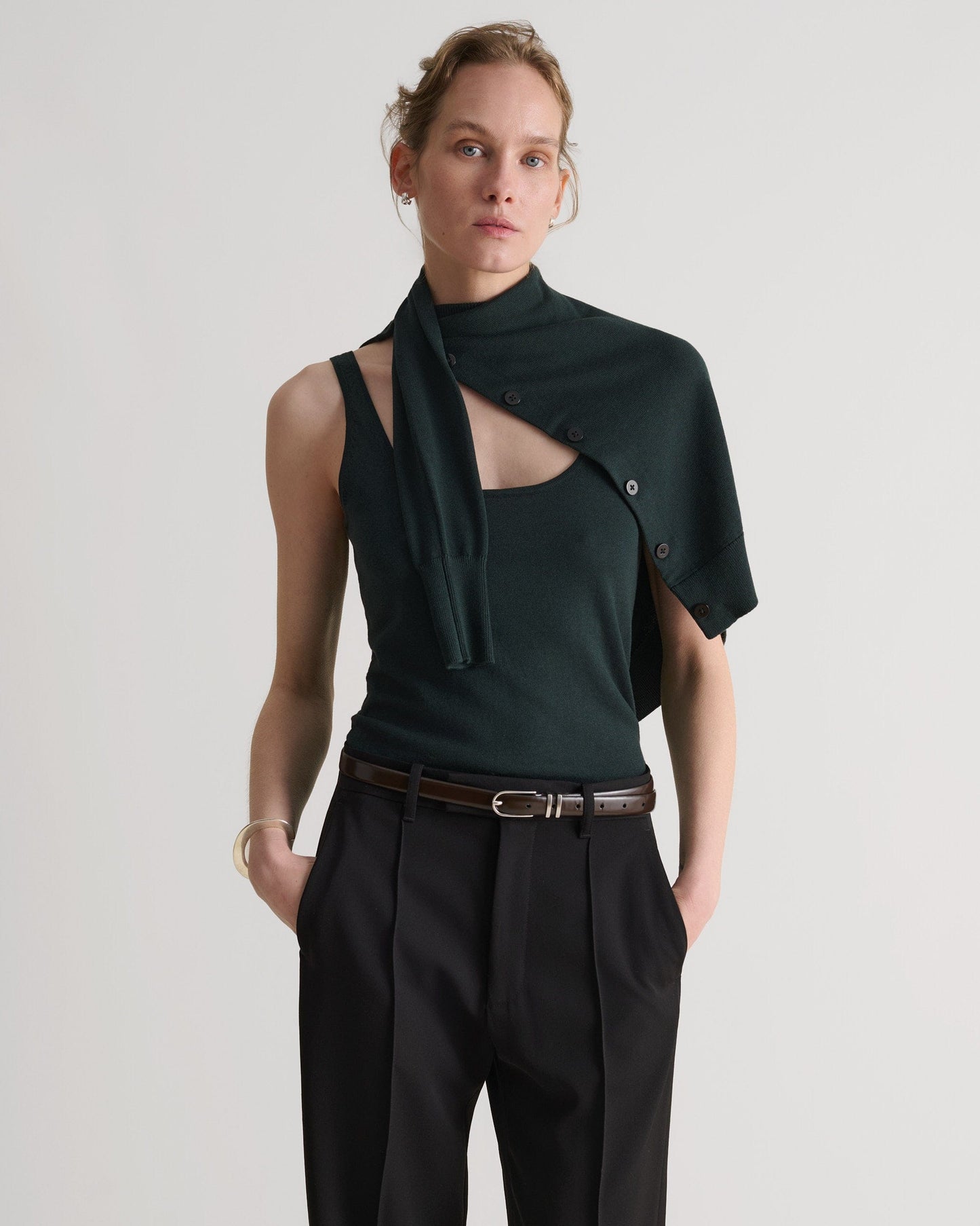 Women's Silk-Cotton Vest - Kelp