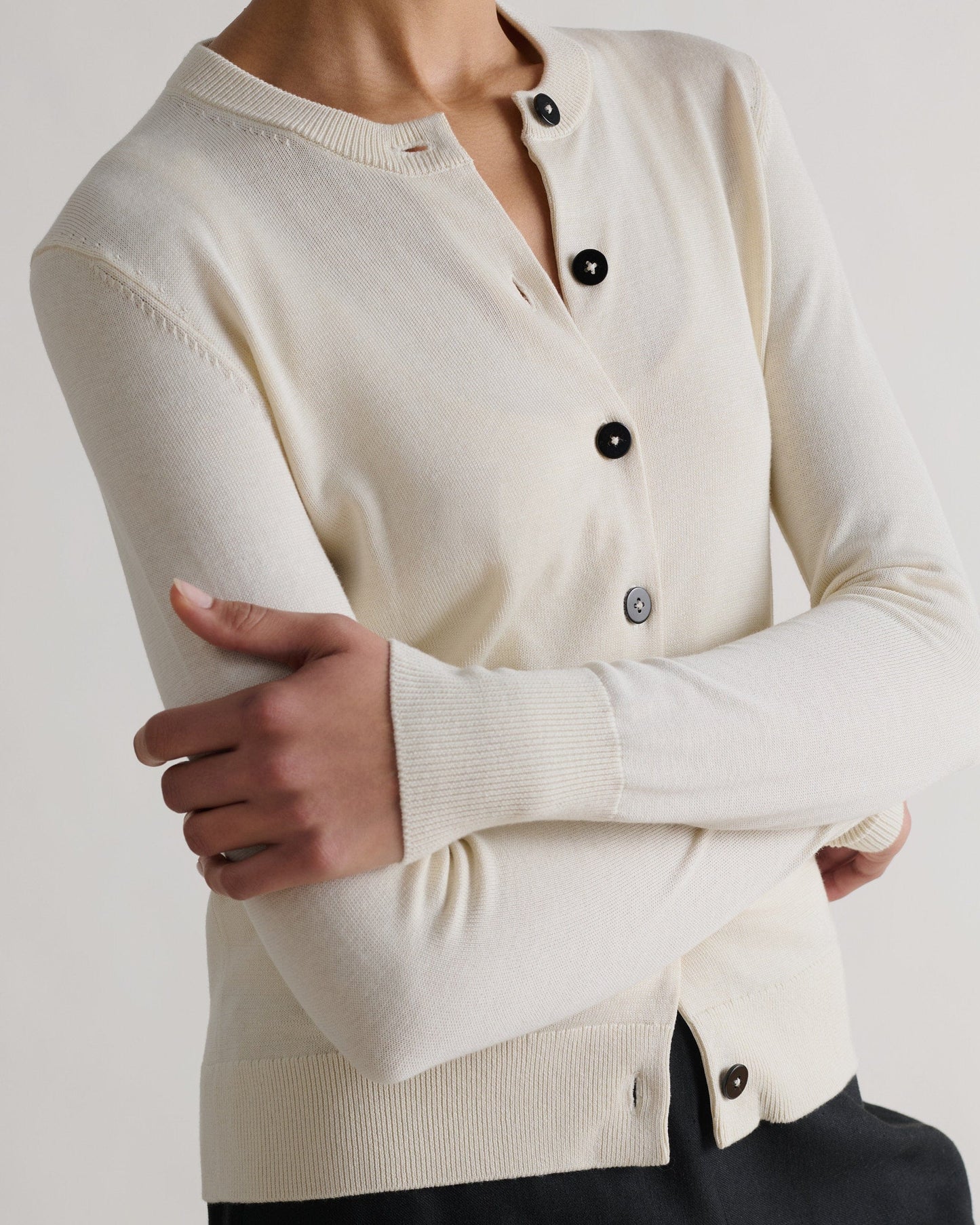 Women's Silk-Cotton Cardigan - Buttermilk
