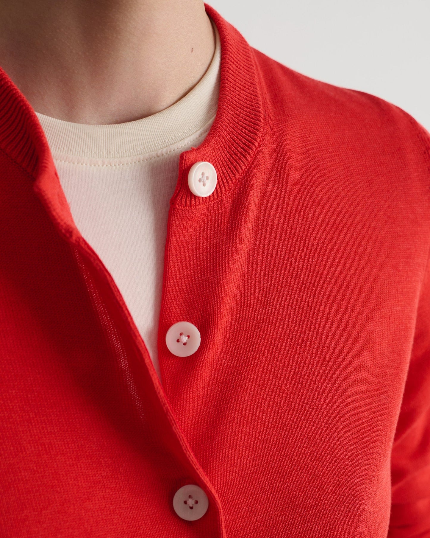 Women's Silk-Cotton Cardigan - Red
