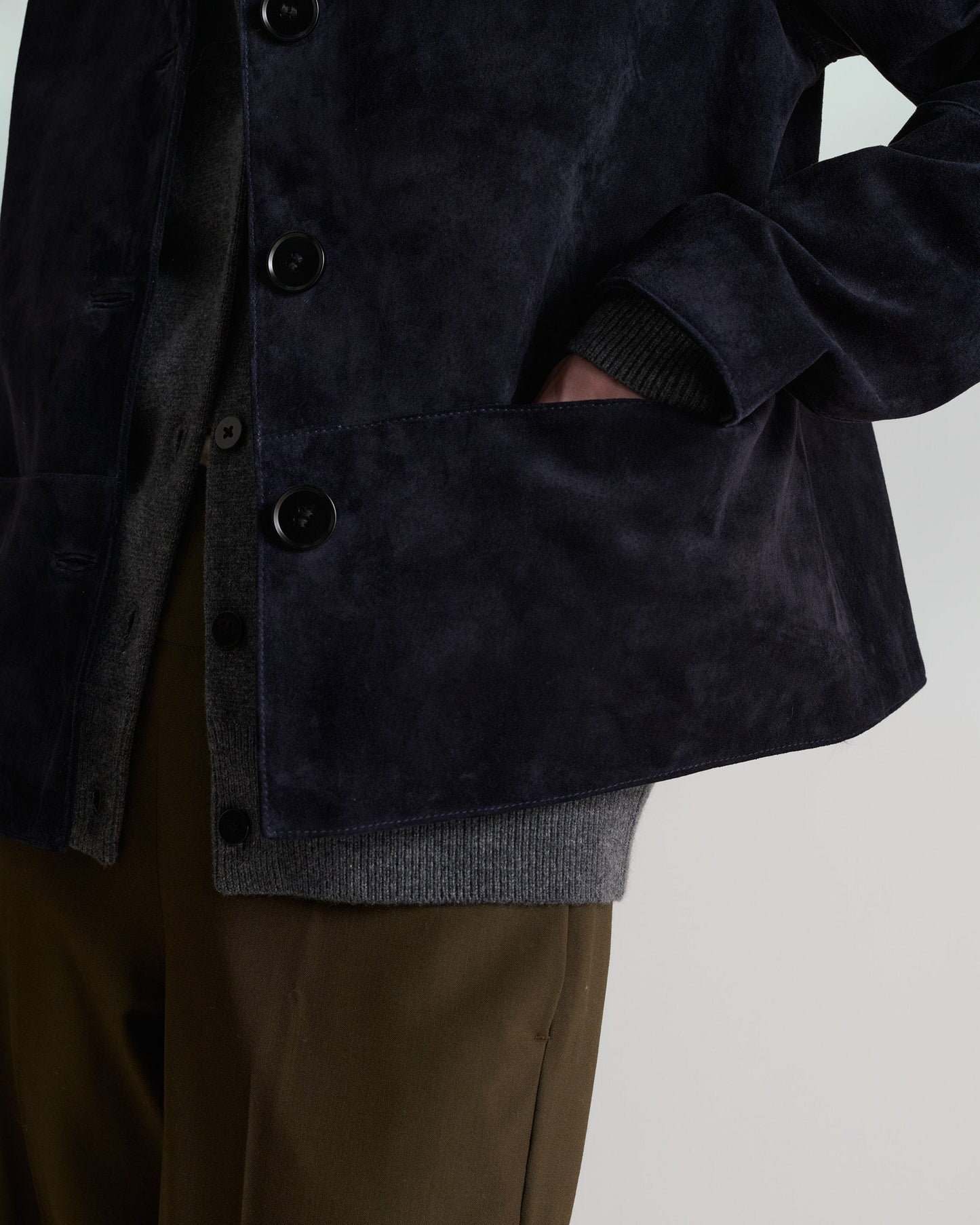 Women's Suede Jacket - Navy