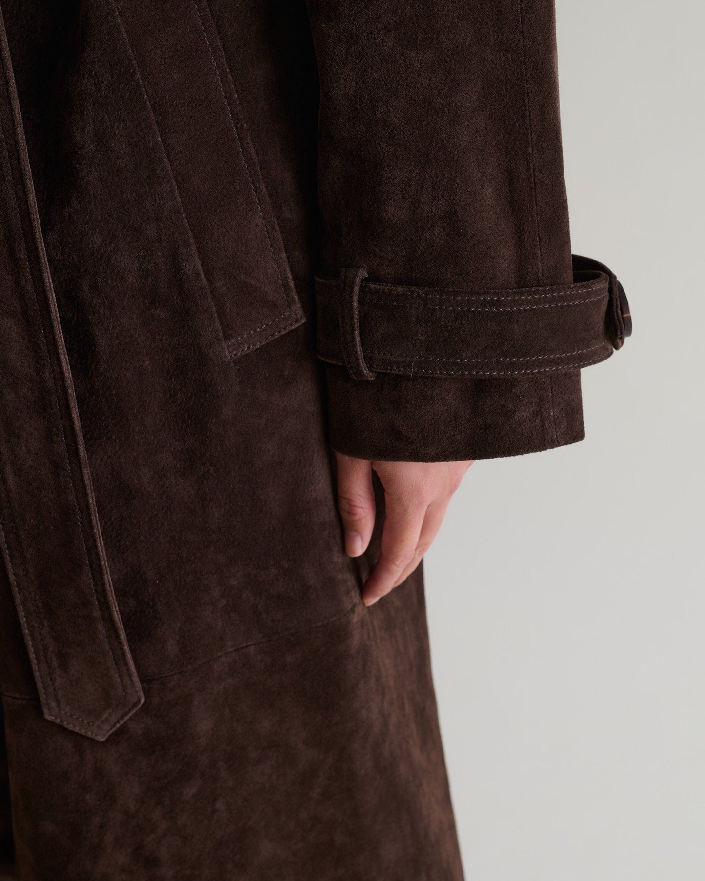 Suede Trench Coat - Chocolate