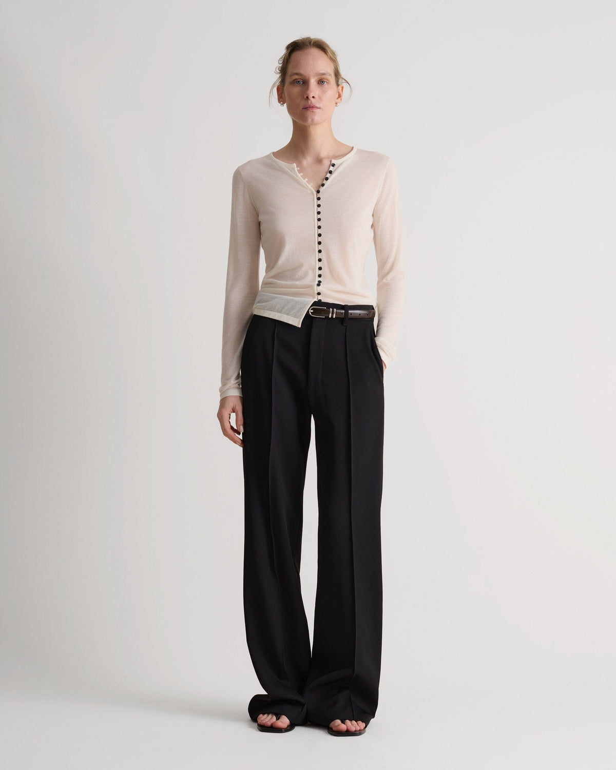 Women's Superfine Merino Button-Front Top - Buttermilk