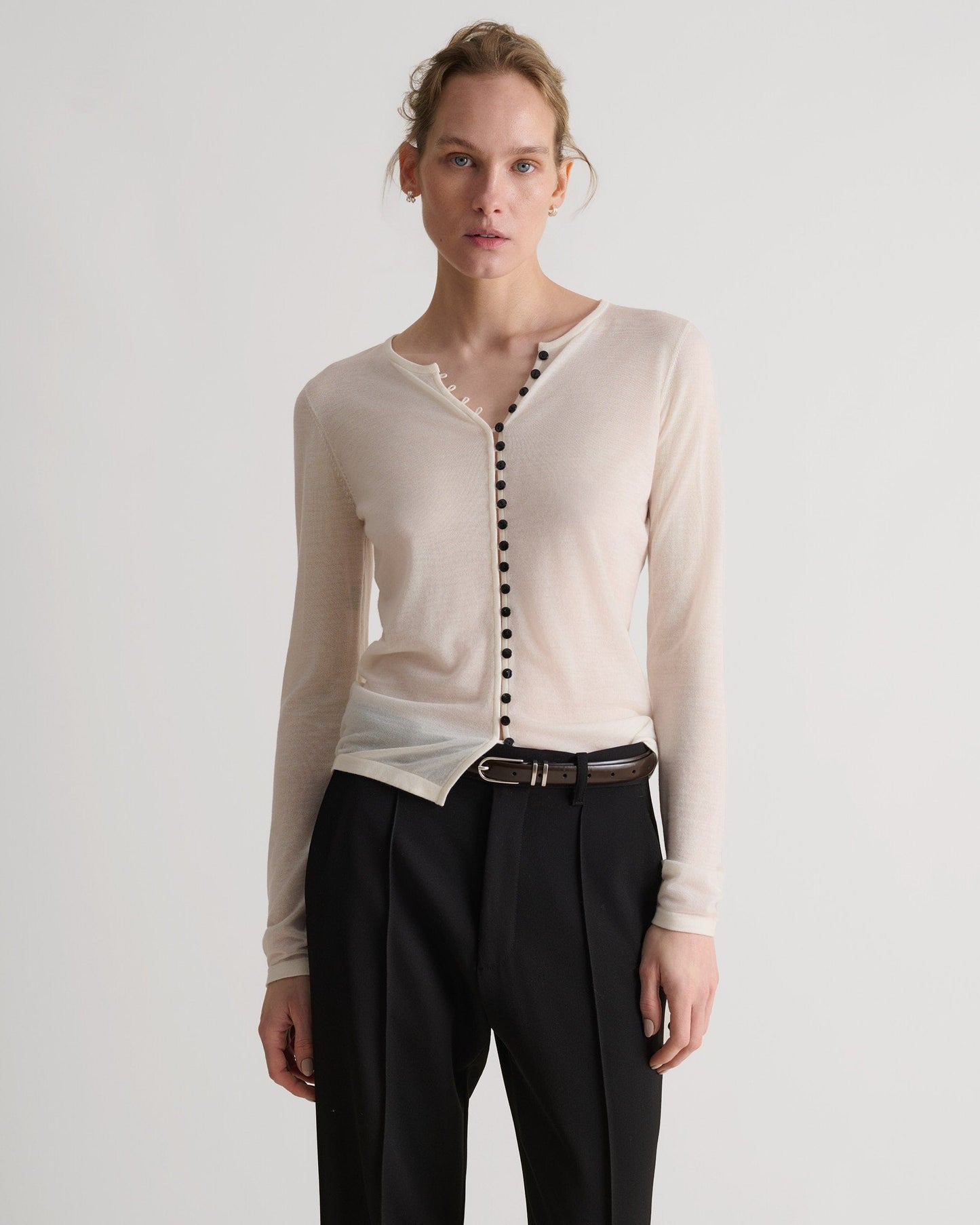 Women's Superfine Merino Button-Front Top - Buttermilk