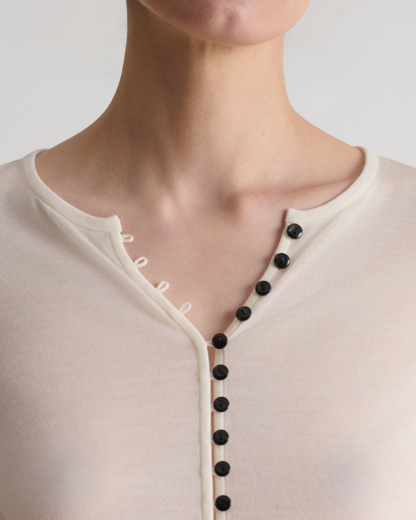 Women's Superfine Merino Button-Front Top - Buttermilk