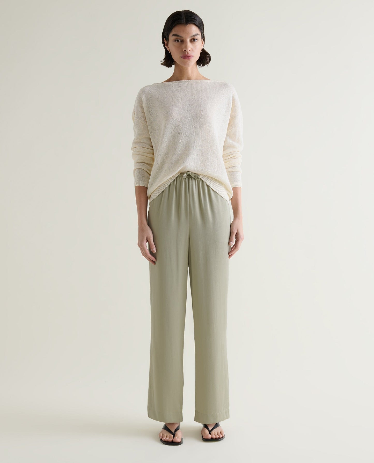 Women's Cotton Bouclé Slash Neck Jumper - Parchment