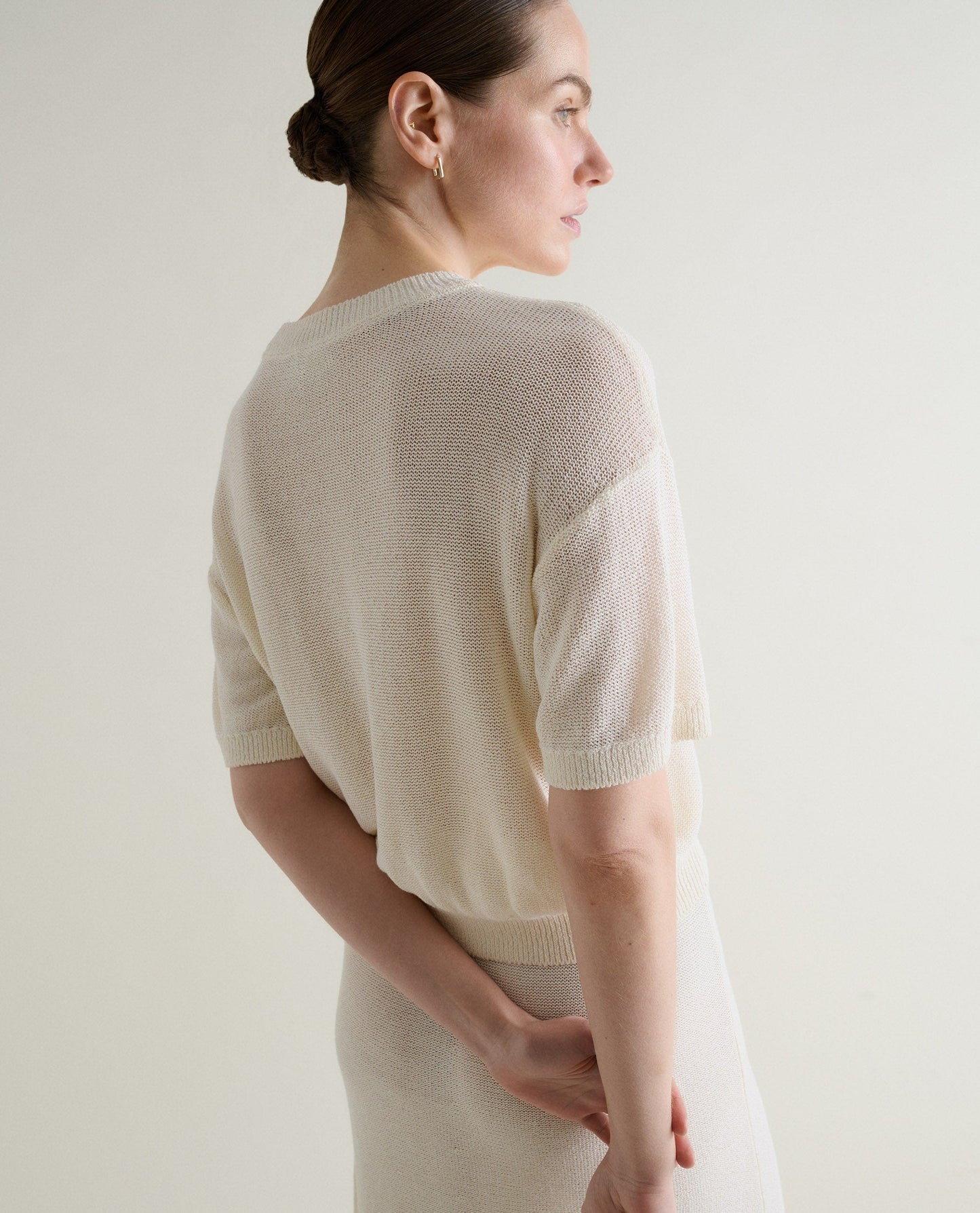 Women's Cotton Bouclé Knit T-shirt - Parchment