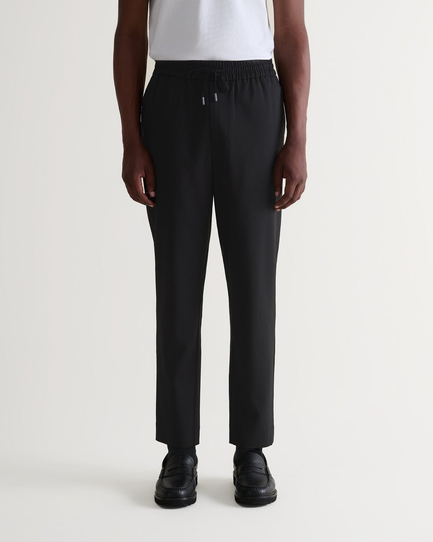 Men's Tropical Wool Drawstring Trousers - Black