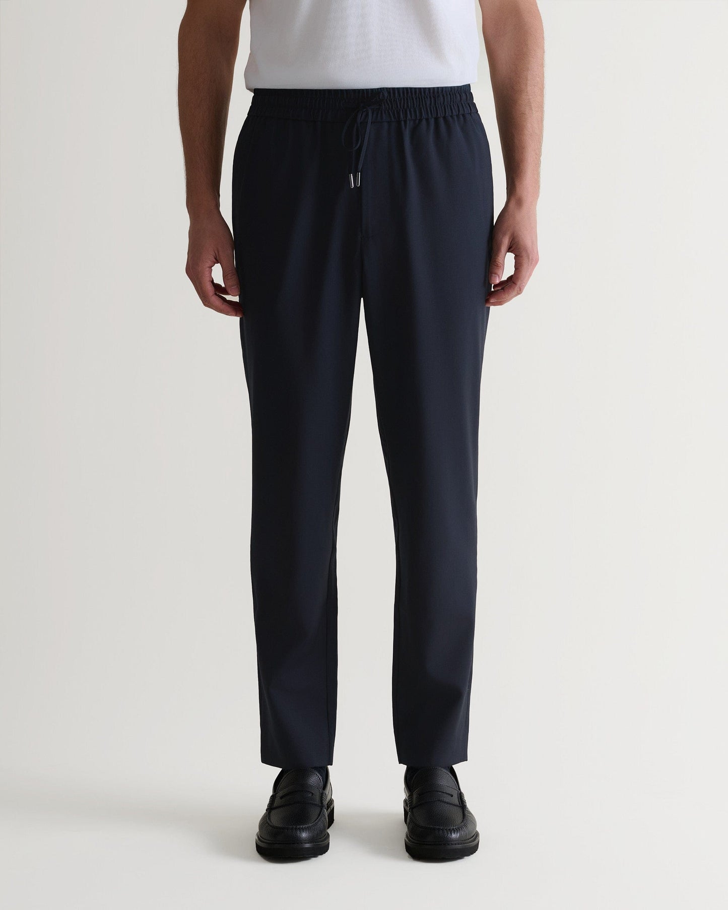Men's Tropical Wool Drawstring Trousers - Indigo