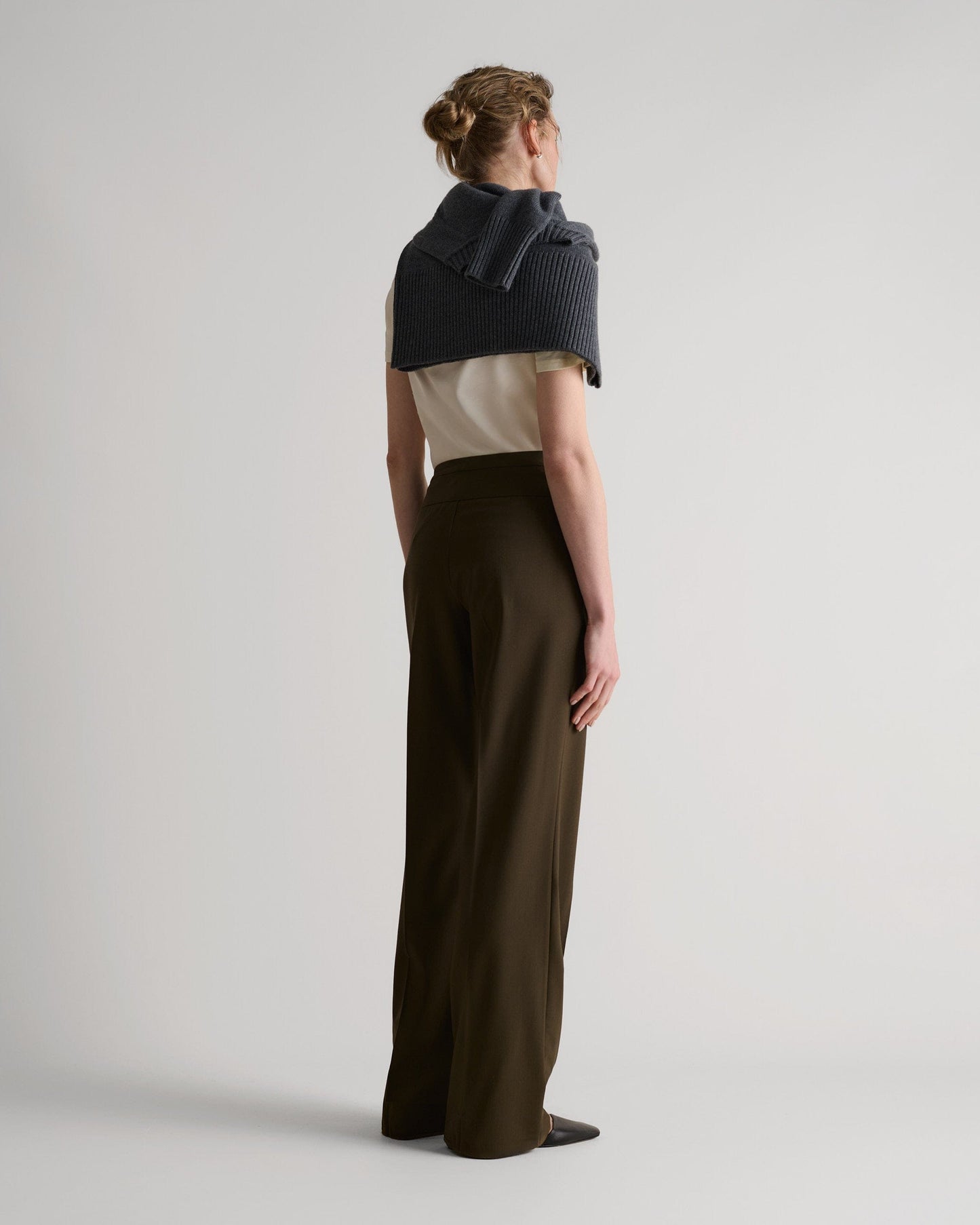 Women's Tropical Wool Wide Leg Trouser - Herb