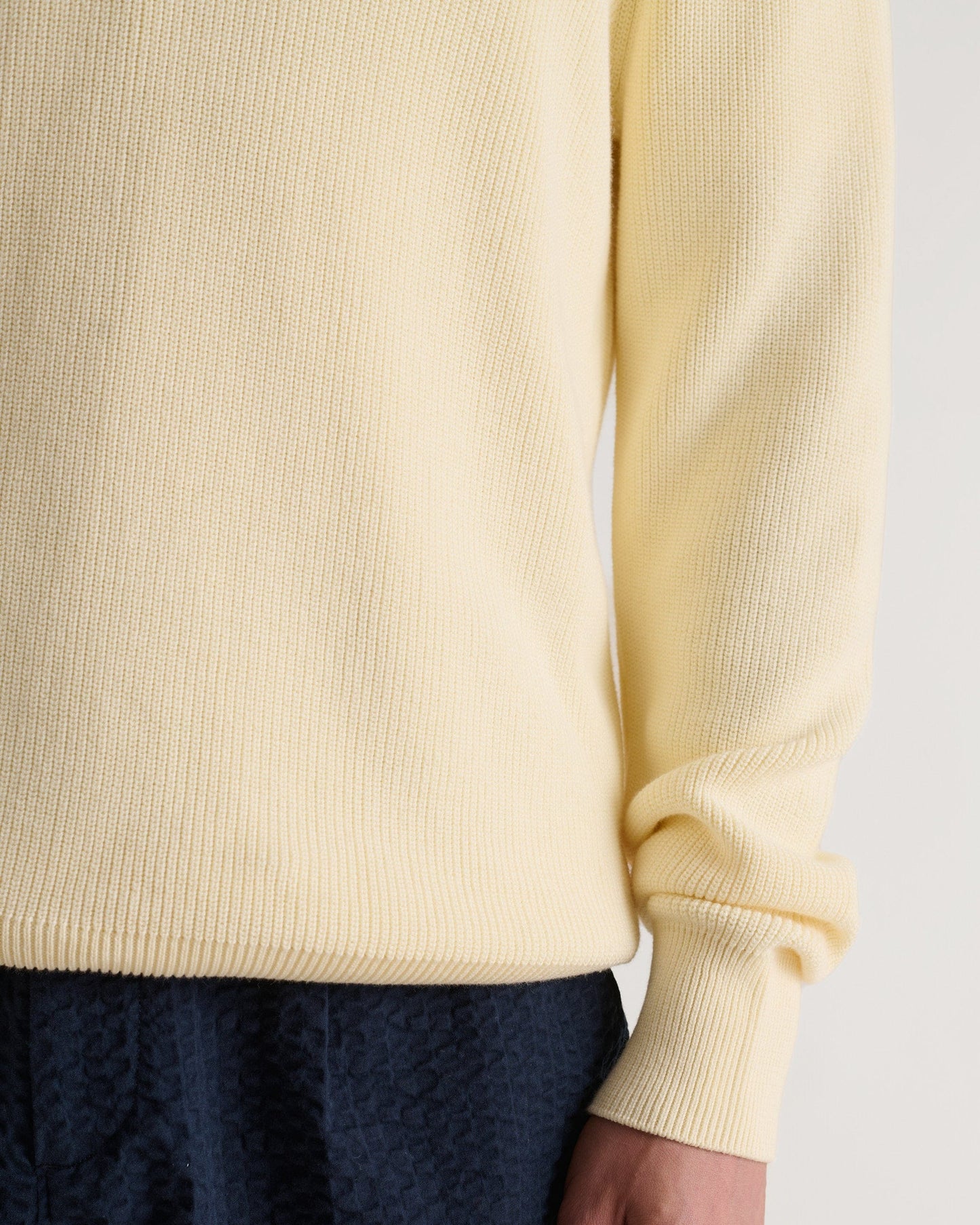 Men's Waffle Fisherman Crew Neck Jumper - Parchment