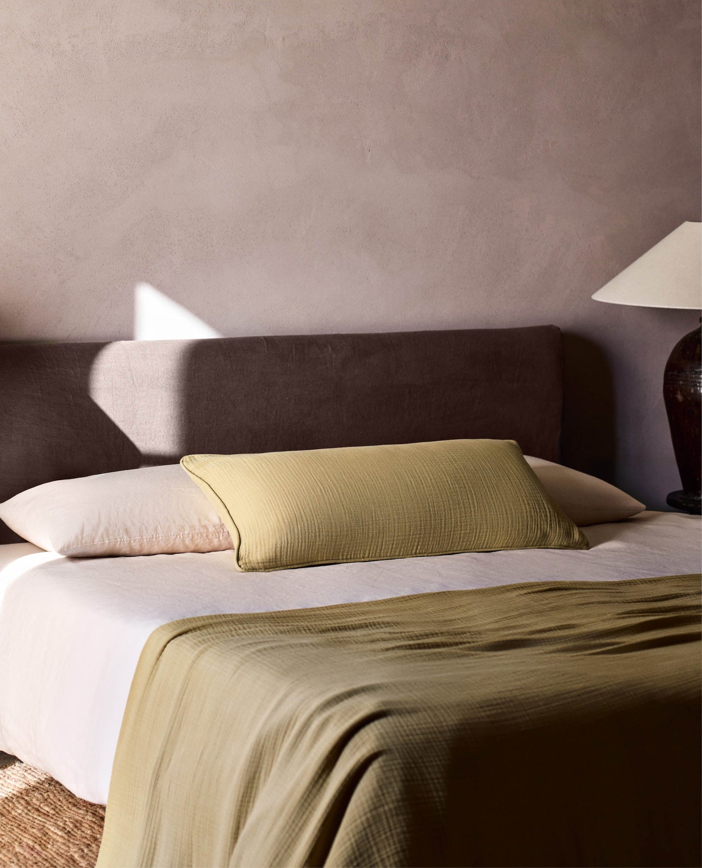 House of Grey Organic Cotton Muslin Lumbar Cushion Cover - Chamomile