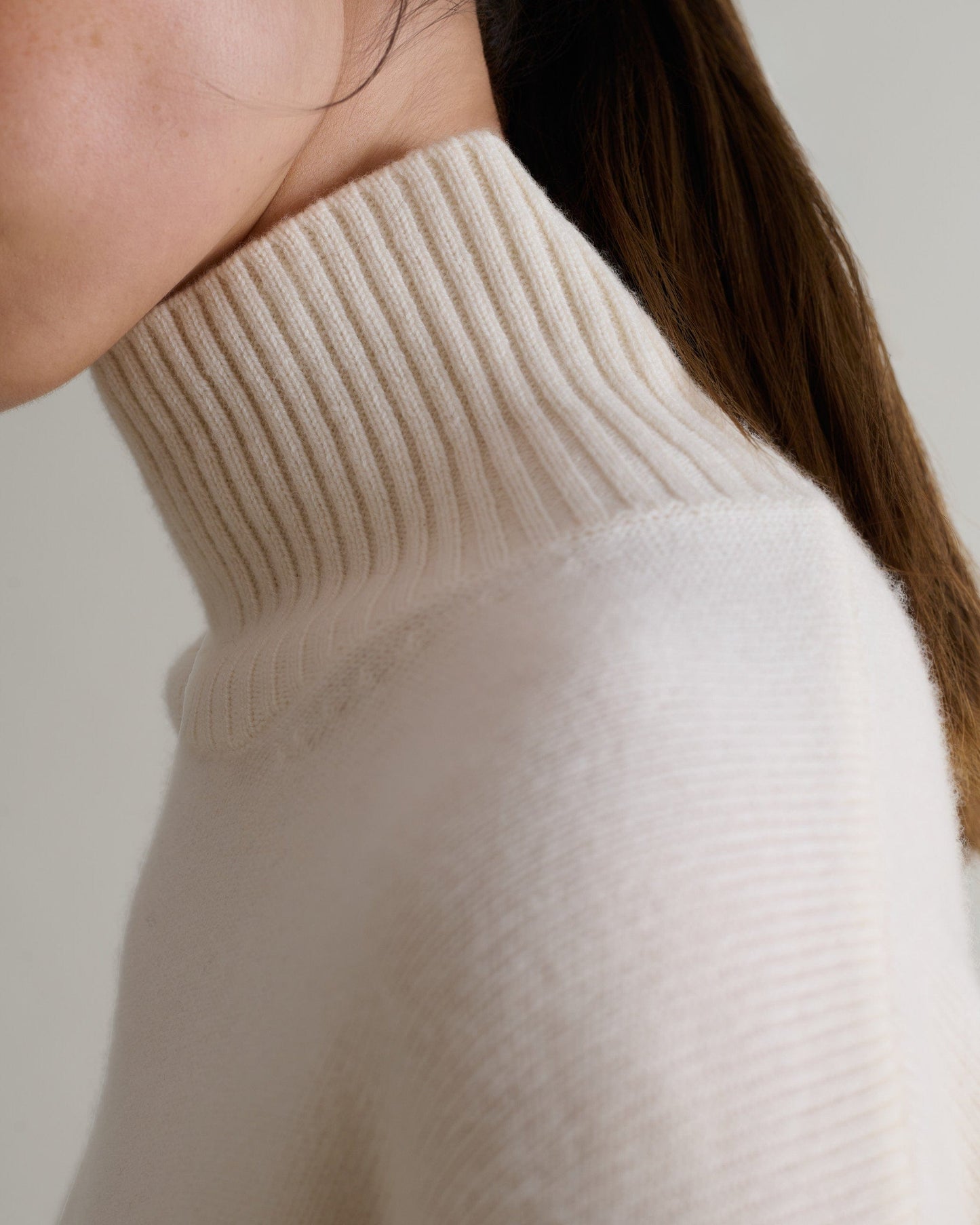 Women's Cashmere Merino High Neck Jumper - Buttermilk
