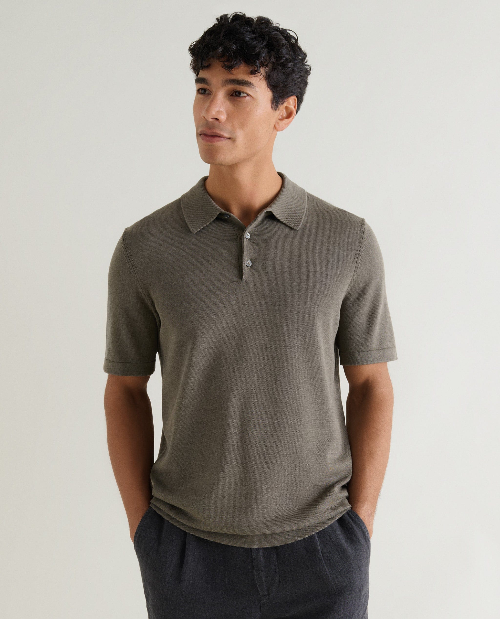 Men's Silk-Cotton Fine Knit Polo – Rise Fall