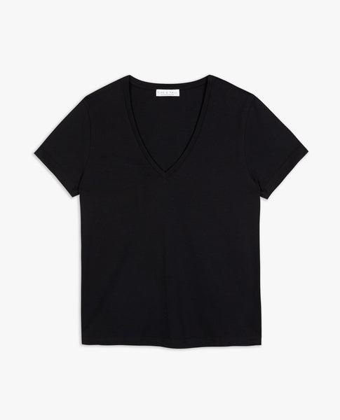 Black cotton v neck t shirt womens best sale