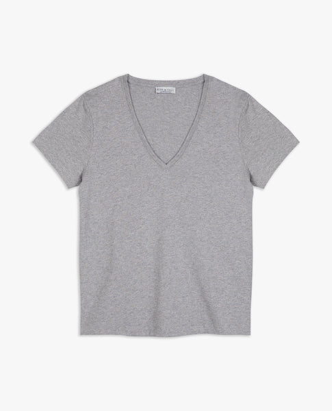  I-R49 Gray Vneck Shirts for Women Fall Summer Short