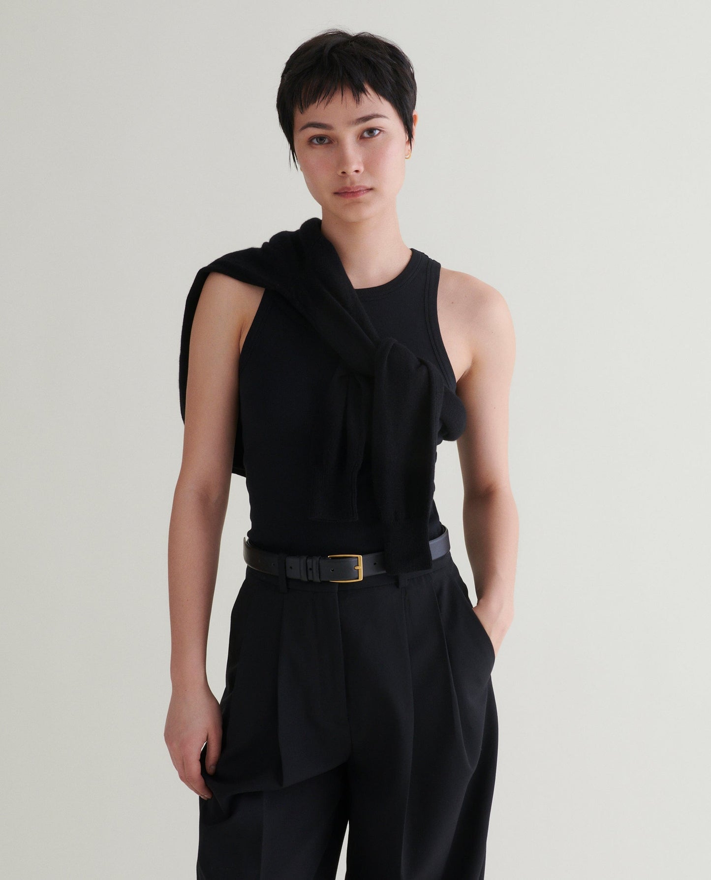 Women's Cotton Racer Vest - Black